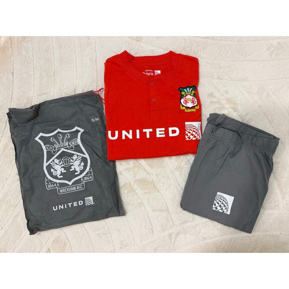 New Limited Edition United Airlines x Wrexham AFC Pajama Set Small/Medium Unisex